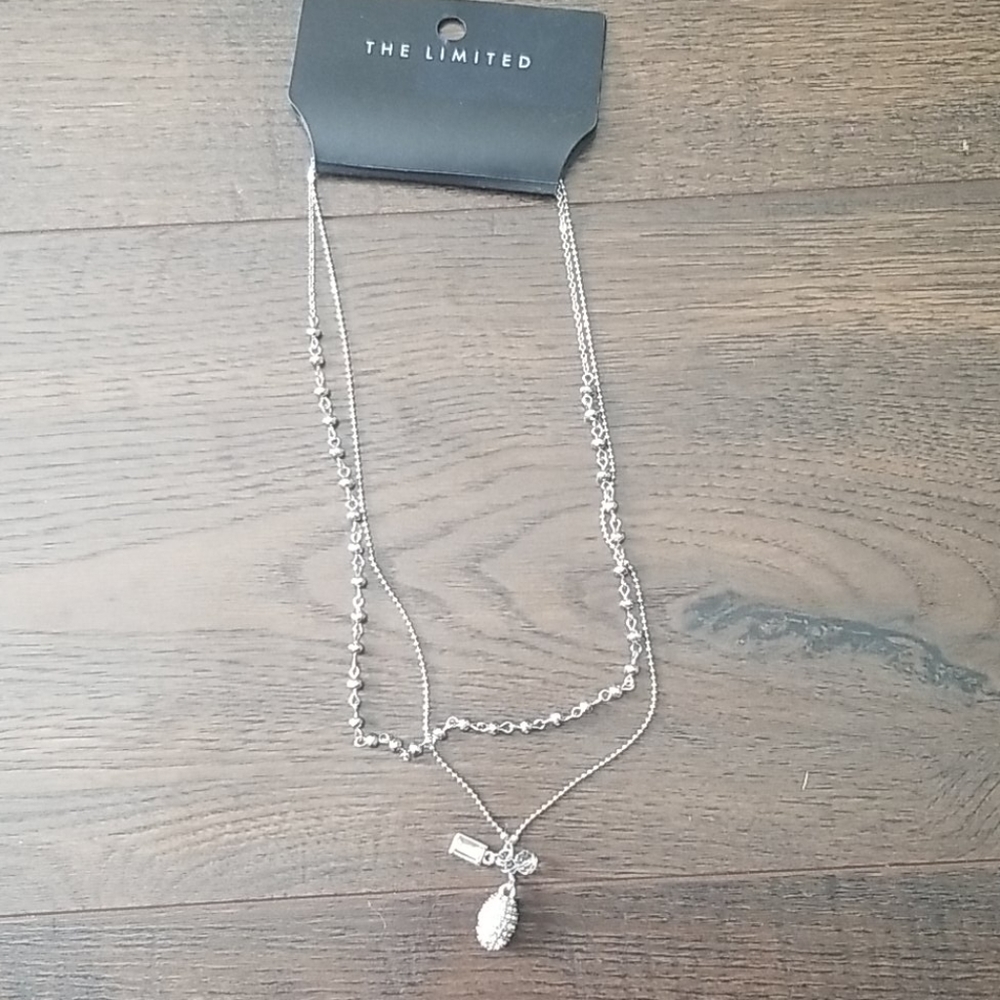 NWT silver tone layered necklace with charms, 16 1/2 and 17 ".